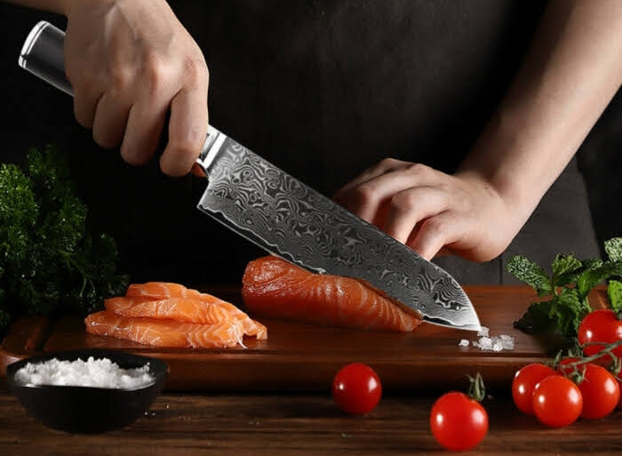double bevel damascus knife