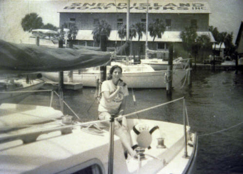 Woman on Sailboat at Snead Island Boatworks