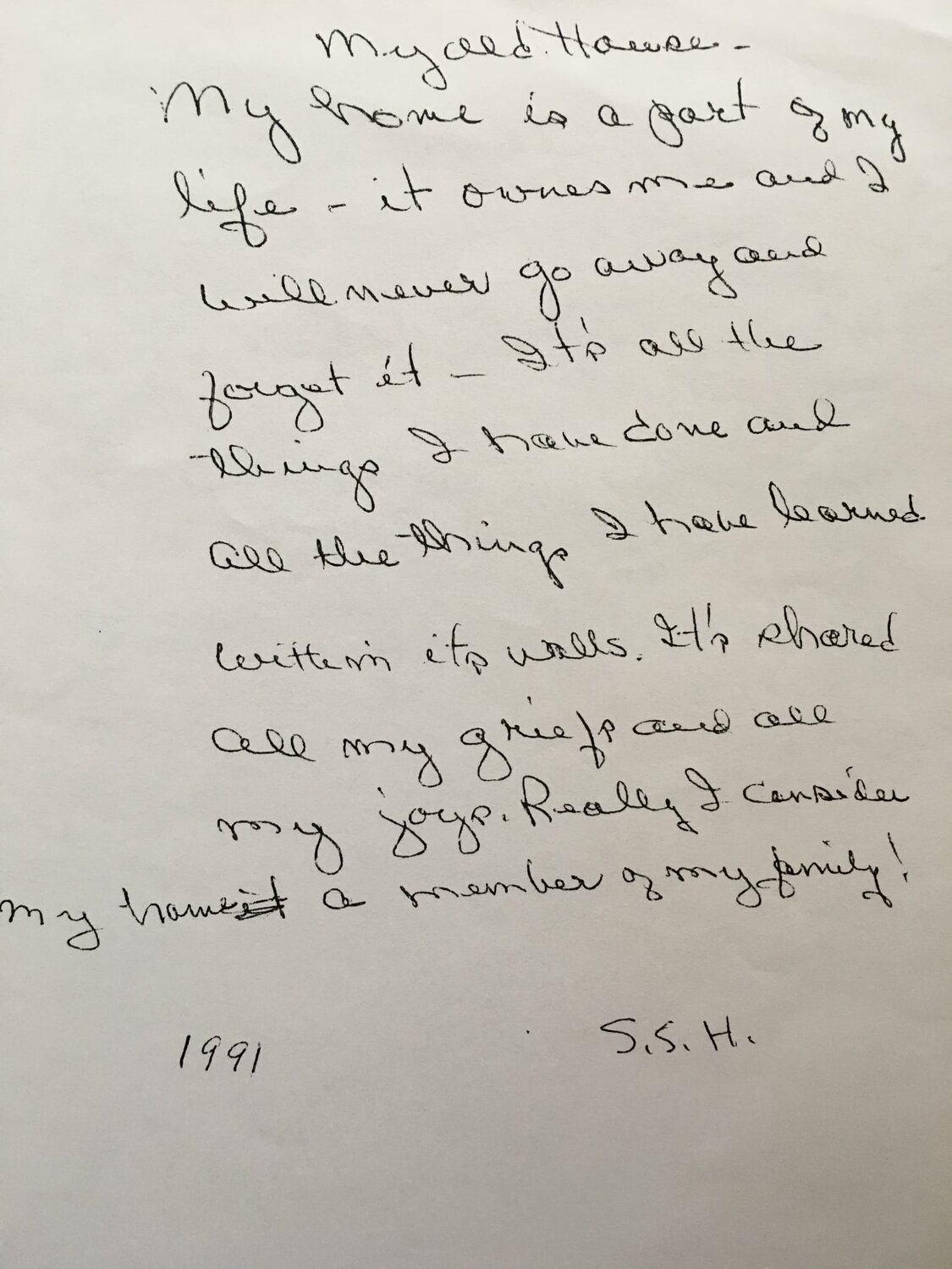 Letter found in the closet of the Harllee house. 