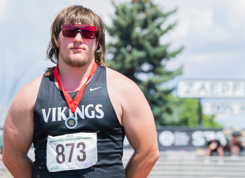 Mossyrock’s Marshall Brockway placed second in the boys 1B shot put event Saturday in Yakima.
