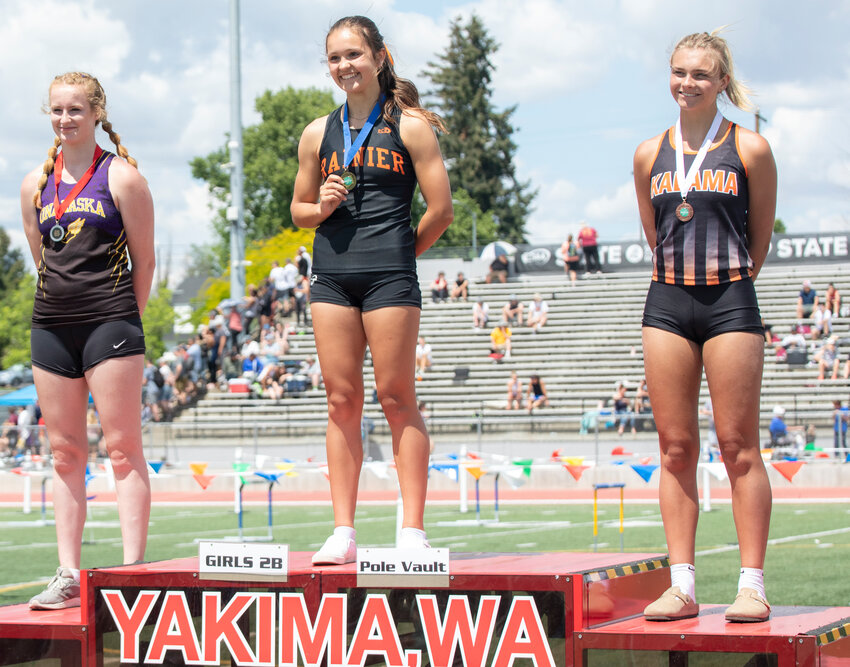 Onalaska's Kelsi Haas earned a silver medal for pole vault on Friday, May 26 in Yakima.