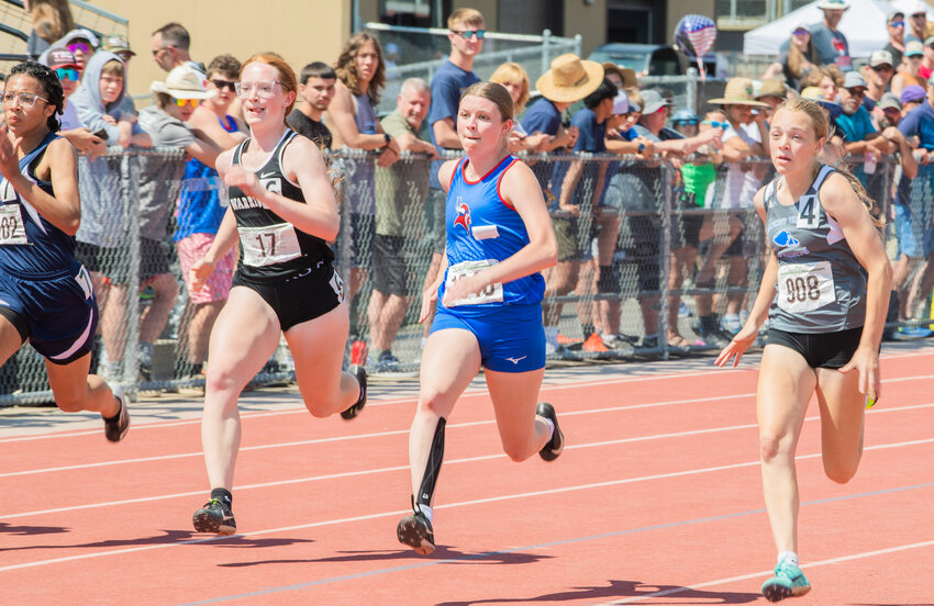 Willapa Valley’s Brooklyn Patrick took first in the 1B 100 meter dash in Yakima on Saturday.
