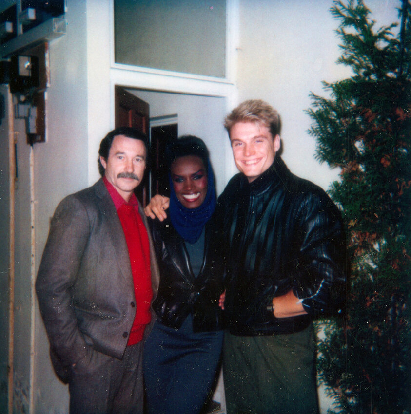 Warren Robertson, right, Grace Jones, center, and Dolph Lundgren pose for a portrait. Robertson helped Lundrgen, whose real name is Hans, break into the movie scene and form his identity through the Rocky films. Sylvester Stalone, a friend of Robertson's, had asked for suggestions, and Robertson passed along the name of his student. Lundgren would earn the part of Ivan Drago in Rocky IV.