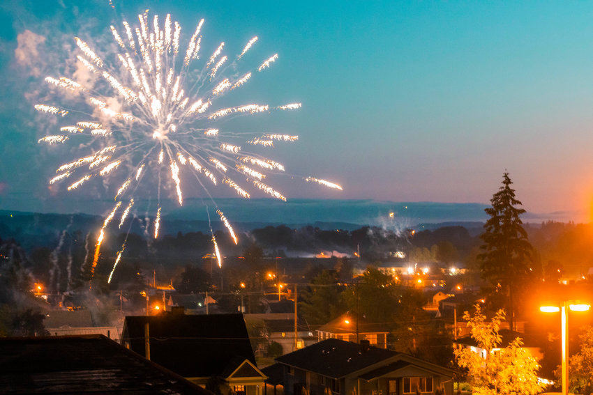 Fireworks Set Off All Over Centralia; Citizens Gather Outside of Fort Borst  Park for Official Display