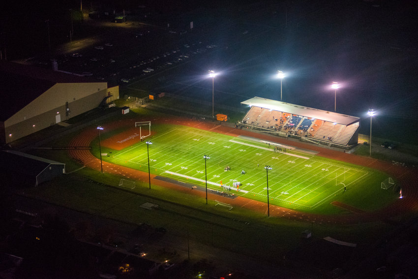 Centralia High School's Tiger Stadium is seen from above in this photograph taken in November 2019.
