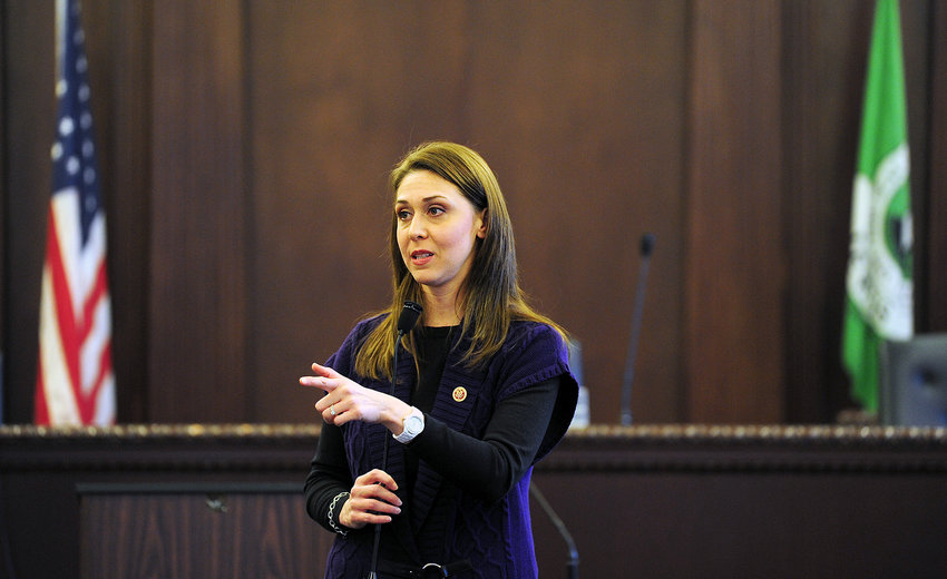 U.S. Congresswoman Jaime Herrera Beutler addresses Lewis County citizens in this file photo.