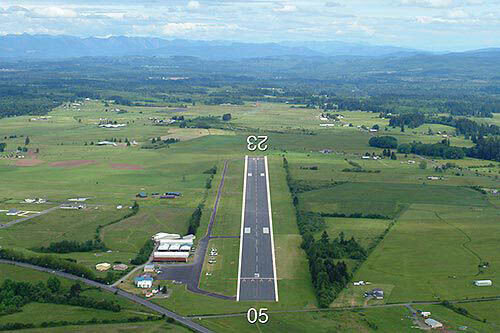 The runway of the Ed Carlson Memorial-South Lewis County Airport in Toledo is seen in this image on the WSDOT website.