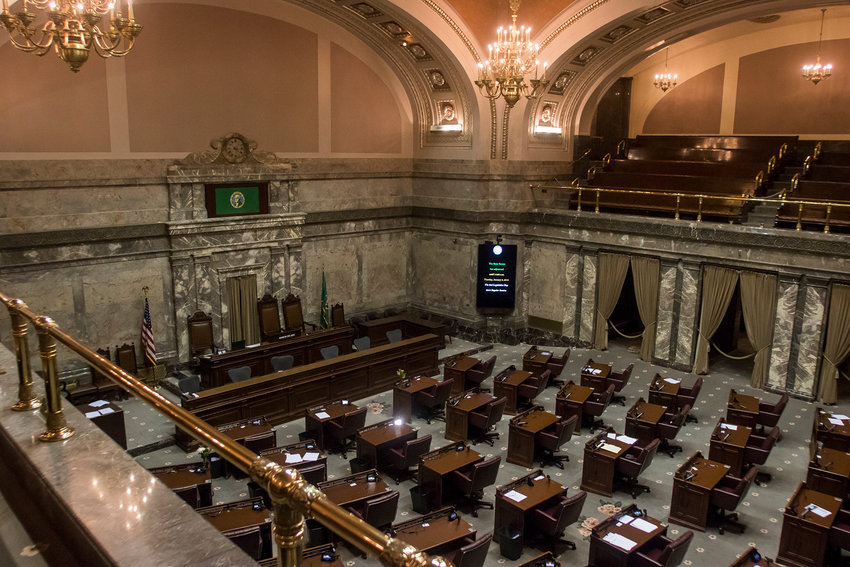 The Washington State Senate chambers are seen Monday, January 8, 2018, in Olympia.