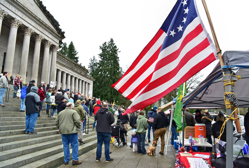 FILE PHOTO &mdash;&nbsp;At least 150 people attended the Gun Rights Coalition's Rally 4 UR Rights at the state Capitol in Olympia in 2018.