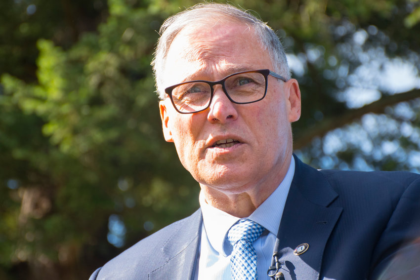 Jay Inslee takes a tour of a potential COVID-19 quarantine and isolation site at Maple Lane in March 2020.