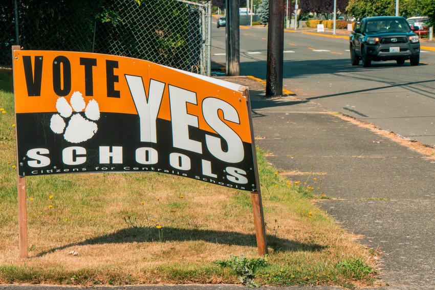 A &lsquo;Vote Yes&rsquo; for Centralia Schools sign is pictured.