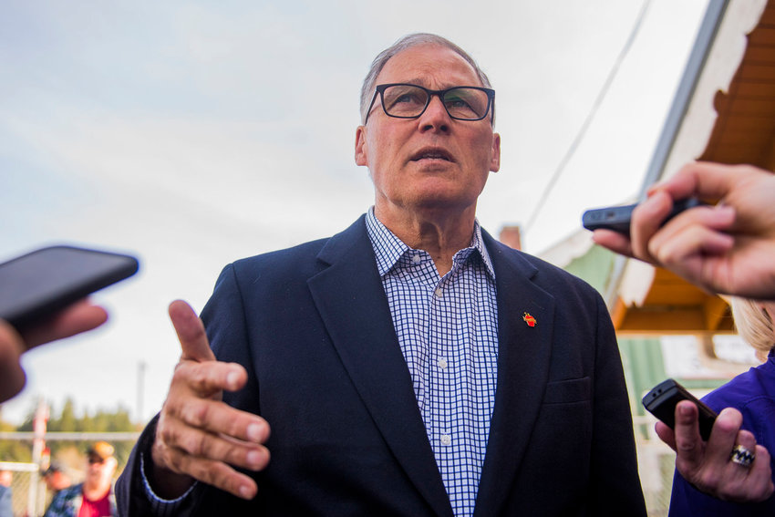 Governor Jay Inslee is pictured in this file photo from December 2019.&nbsp;