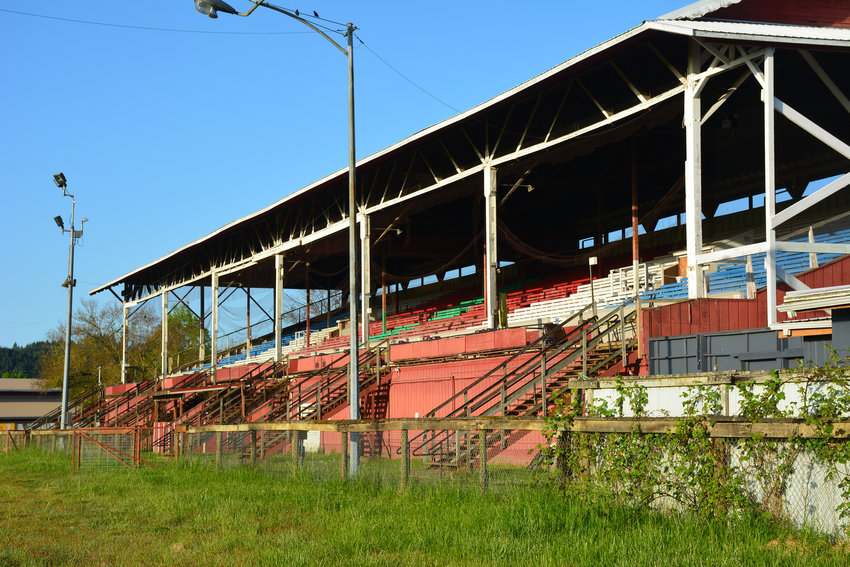 The Southwest Washington Fair's Grandstand sits empty on Tuesday.