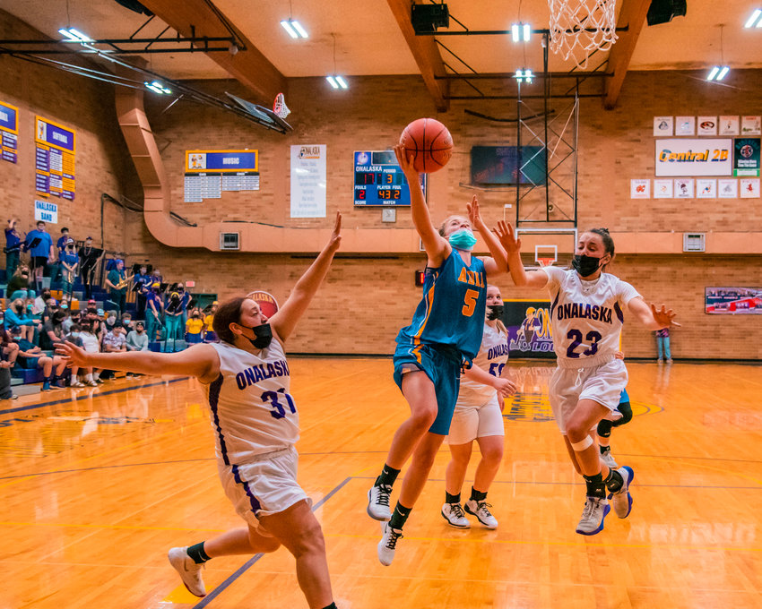 FILE PHOTO - Adna&rsquo;s Kaylin Todd (5) goes up for a layup during a game against Onalaska on Thursday.