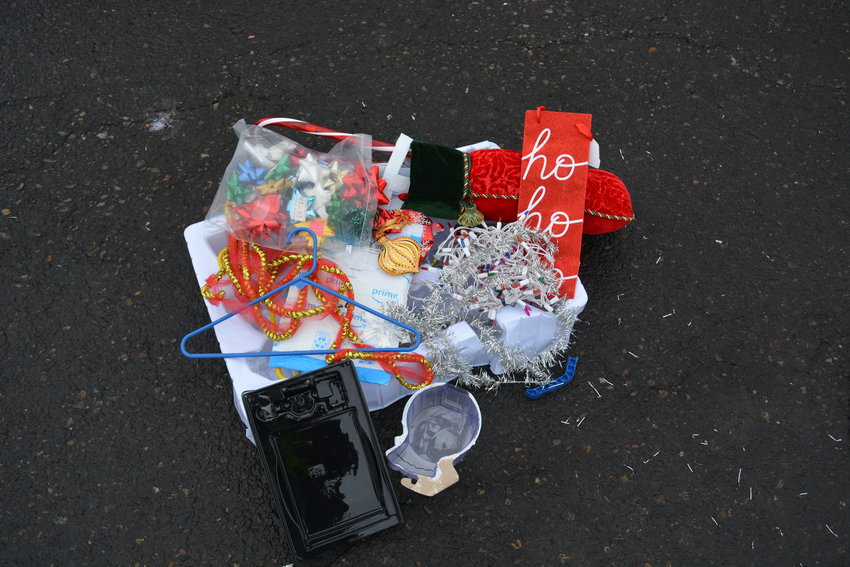 This is a sampling of holiday items that cannot be recycled and must be thrown away. Molded plastic from packaging, plastic yard ornaments, ribbons, bows and Christmas lights are all items that end up in the garbage. Residents can search any item in the Recycle Right app on their smartphone to see how to correctly dispose of it.