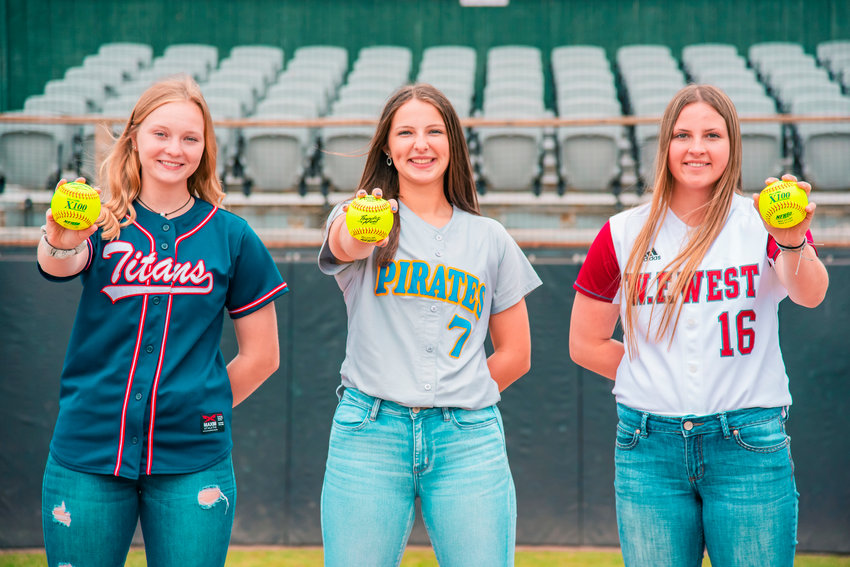 From left to right, Pe Ell-Willapa Valley's Olivia Matlock, Adna's Haley Rainey and W.F. West's Kamy Dacus are The Chronicle's 2021 All-Area tri-MVPs.