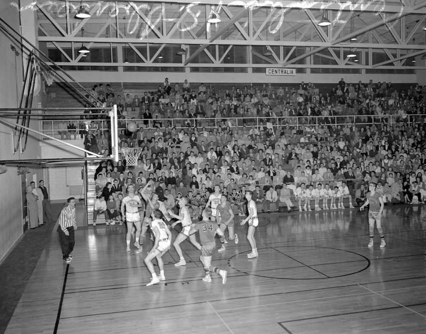 These photos, recently digitized from film in The Chronicle&rsquo;s archives, show a basketball game between Centralia and Hoquiam high schools in 1956.