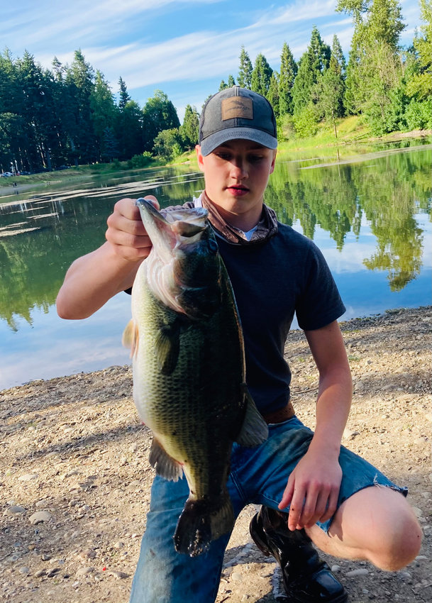 Adna 14-year-old Daniel Meyer landed this 10.19 pound largemouth bass at Fort Borst Park Pond last week.