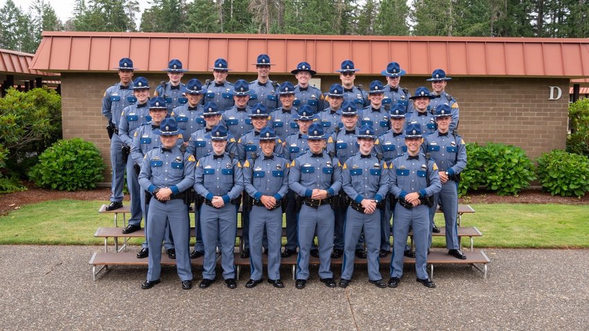 The most recent Washington State Patrol troopers to graduate are pictured in this photo provided by the state patrol.
