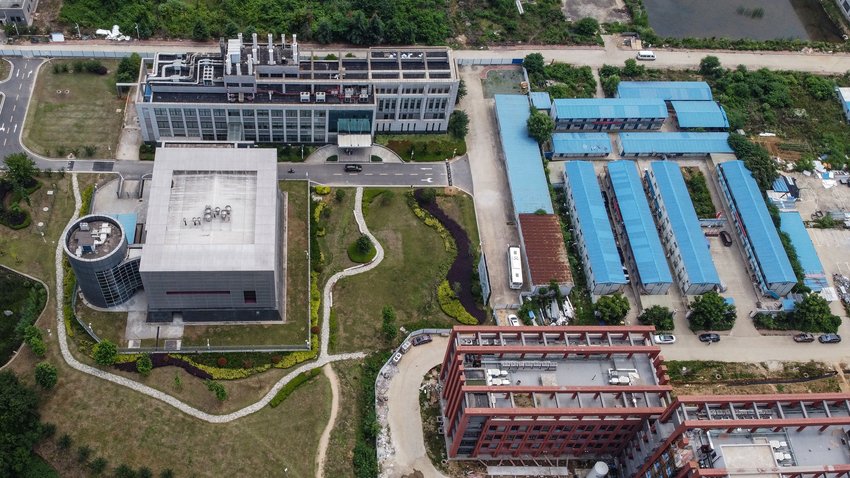 This aerial view shows the P4 laboratory, at left, on the campus of the Wuhan Institute of Virology in Wuhan in China's central Hubei province on May 27, 2020. Opened in 2018, the P4 lab conducts research on the world's most dangerous diseases and has been accused by some top U.S. officials of being the source of the COVID-19 pandemic. (Hector Retamal/AFP/Getty Images/TNS)