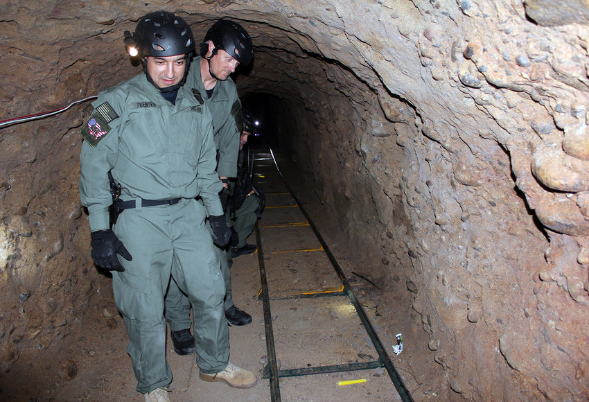 An elaborate cross-border drug smuggling tunnel is discovered inside a warehouse near San Diego on Nov. 29, 2011. (Ron Rogers/ICE/TNS)