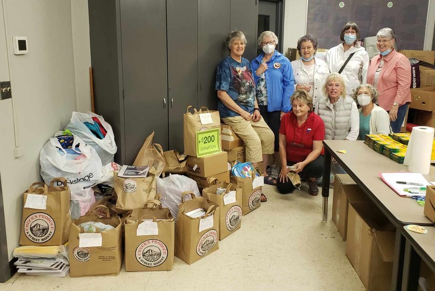 School supplies were donated by members of the General Federation of Women&rsquo;s Clubs Battle Ground to the Battle Ground Education Foundation office on the Lewisville campus.