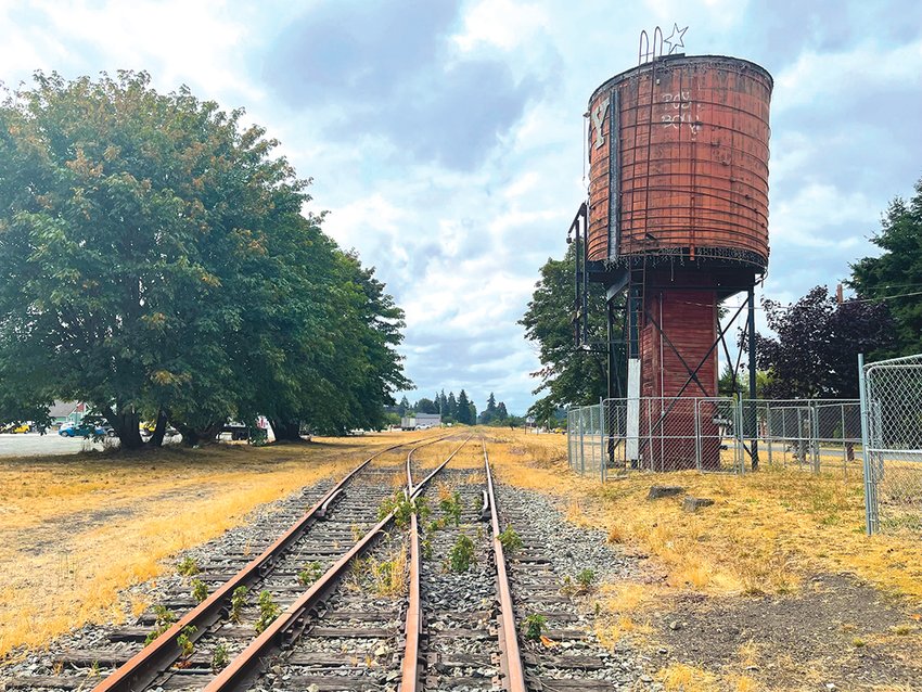 The Roy water tower stands ready to be restored in this file photo.