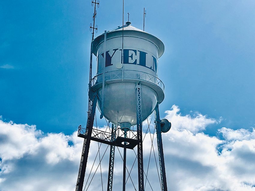 The Yelm water tower is seen here. Yelm’s water system plan to update its infrastructure and account for additional water rights is almost complete.