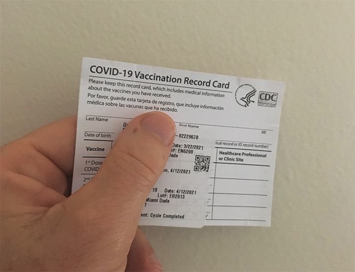 People who receive a COVID-19 vaccination will receive a card recording the date and type of vaccine.
