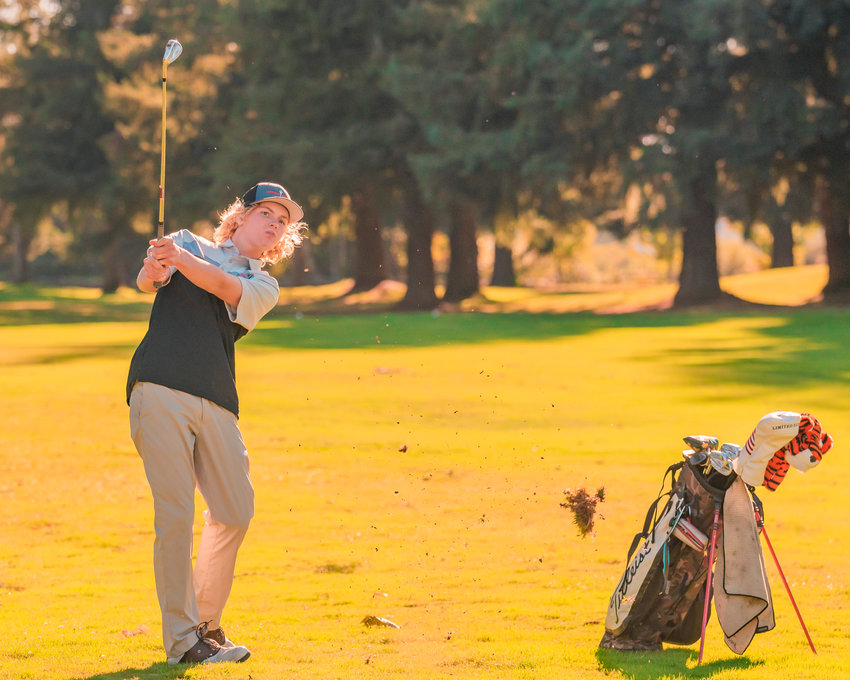 Centralia&rsquo;s Von Wasson swings his golf club Monday afternoon at Riverside Golf Course in Chehalis.