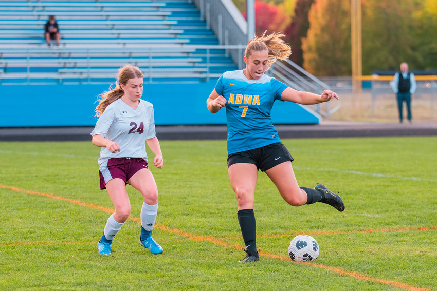 FILE PHOTO - Pirates&rsquo; Karlee VonMoos (7) prepares to pass during a game against Stevenson Sept. 22 in Adna.