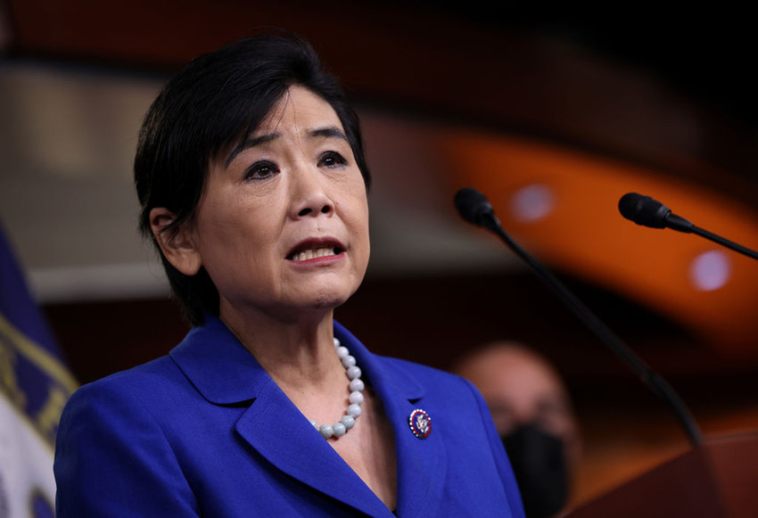 Rep. Judy Chu (D-CA) speaks on the COVID-19 Hate Crimes Act at the U.S. Capitol on May 18, 2021 in Washington, DC. (Kevin Dietsch/Getty Images/TNS)