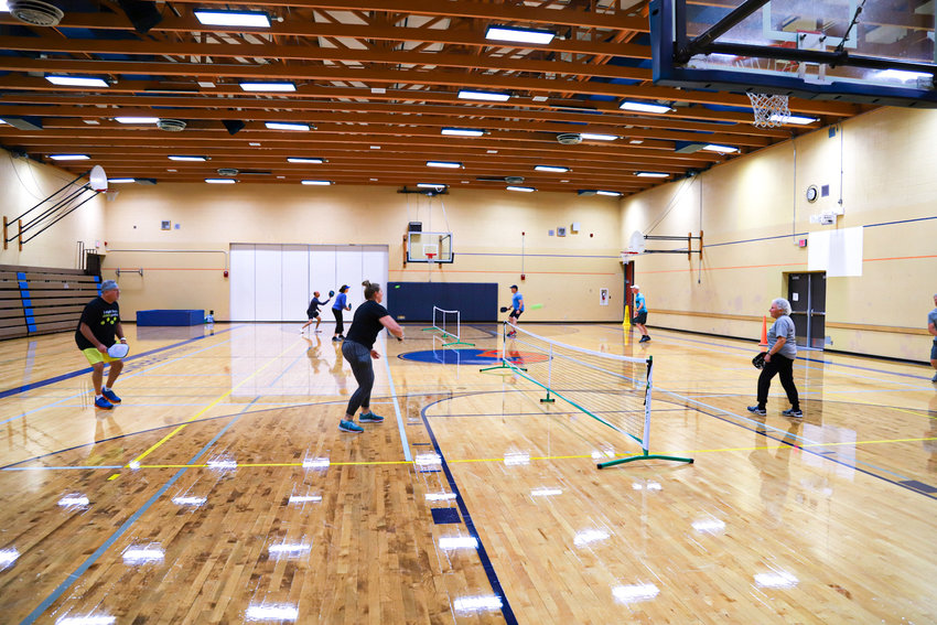 Community Education registrants try out new indoor pickleball courts at the Ridgefield Administrative and Civic Center.