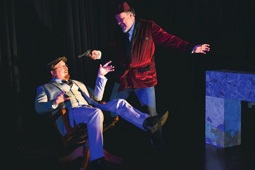 Drew Doyle, left, and Dave Champagne act in a scene from &quot;The 39 Steps,&quot; the latest production from Standing Room Only.