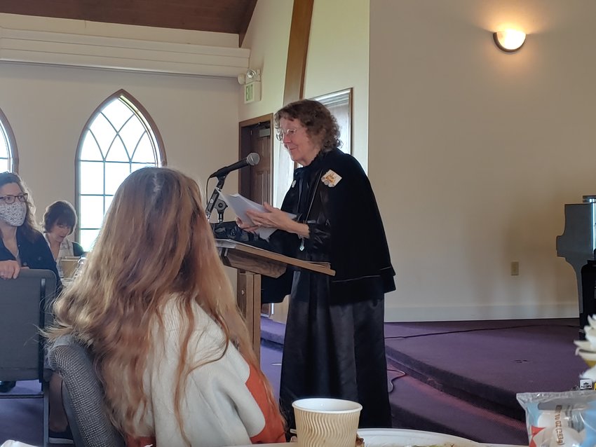 Jean Bluhm presents at a Christian women's fellowship event in this file photo.