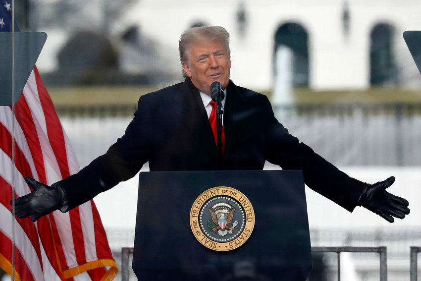 U.S. President Donald Trump speaks at a rally on the Ellipse on Wednesday, Jan. 6, 2021, near the White House in Washington, D.C., shortly before his supporters stormed the U.S. Capitol. Gripas/Abaca Press/TNS)