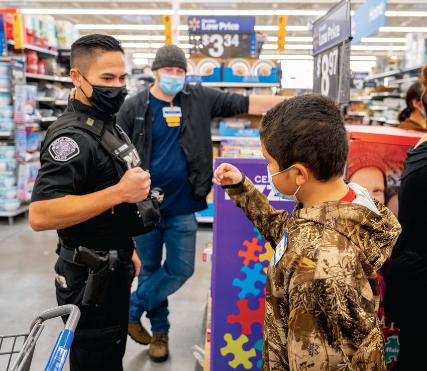 A police officer from Battle Ground is pictured at the annual Shop with a Cop event on Dec. 4.
