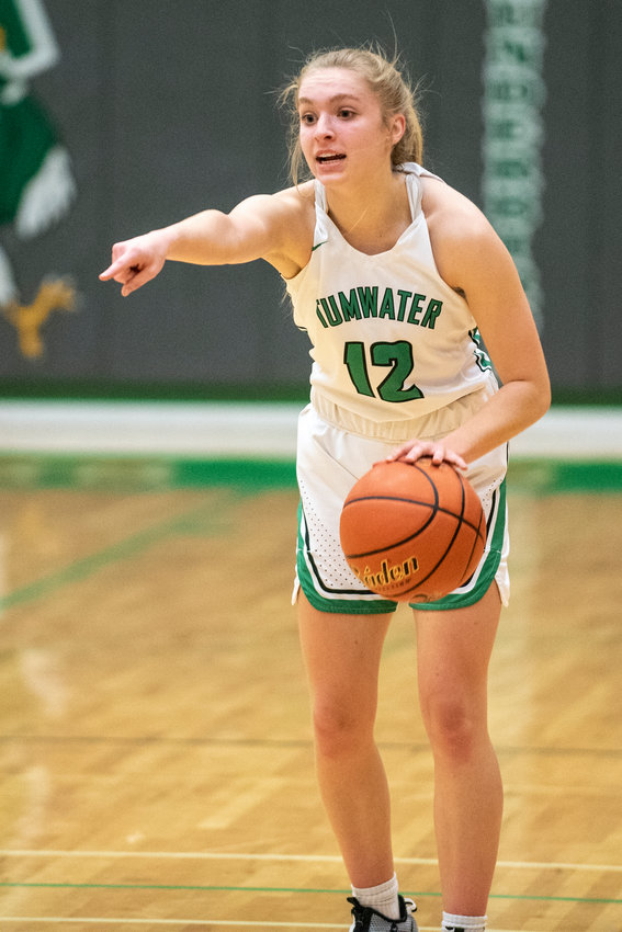 Tumwater's Aubrey Amendala calls out an offensive play against Camas on Jan. 10.