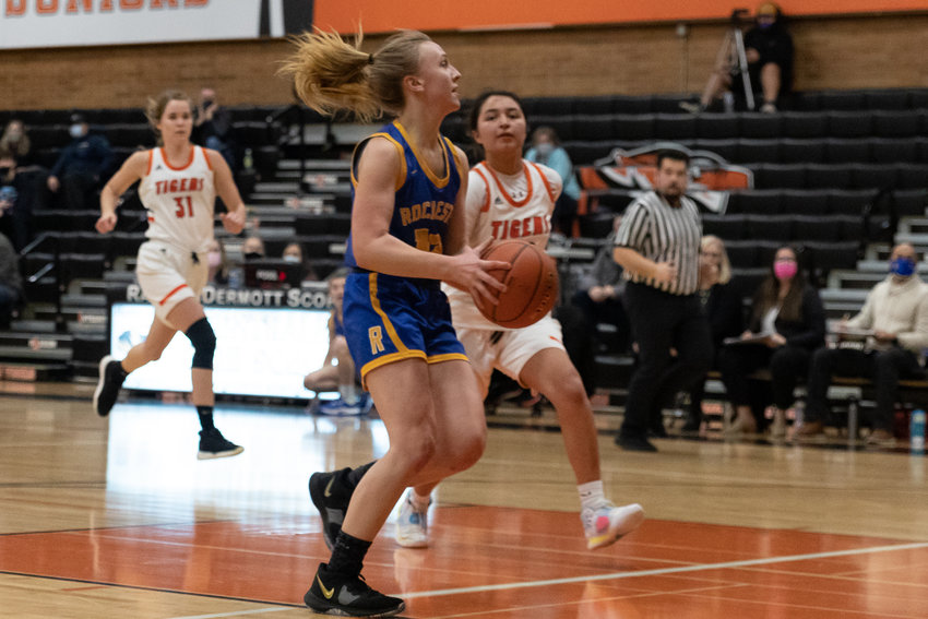 Rochester guard Grace Hoover drives to the rim against Centralia Jan. 18.