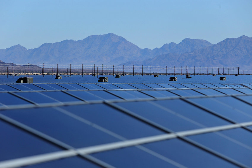 FILE PHOTO &mdash;&nbsp;The 550-megawatt Desert Sunlight solar farm in Riverside County, California.
