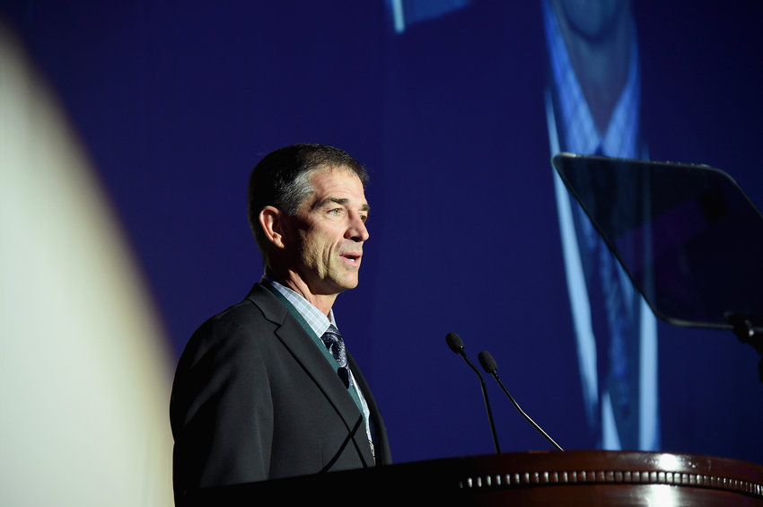 Former NBA player John Stockton speaks during the Great Sports Legends Dinner to benefit The Buoniconti Fund to Cure Paralysis at The Waldorf Astoria on Oct. 6, 2015, in New York.