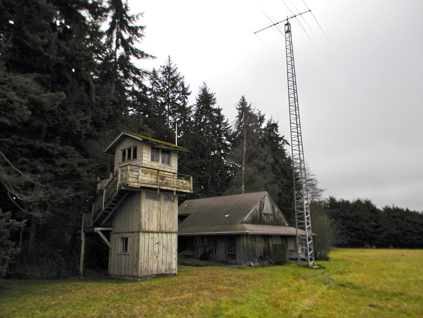 An Aircraft Warning System observation tower in Clallam County, now on private property, seen in a 2014 photo taken by Jon Roanhaus.