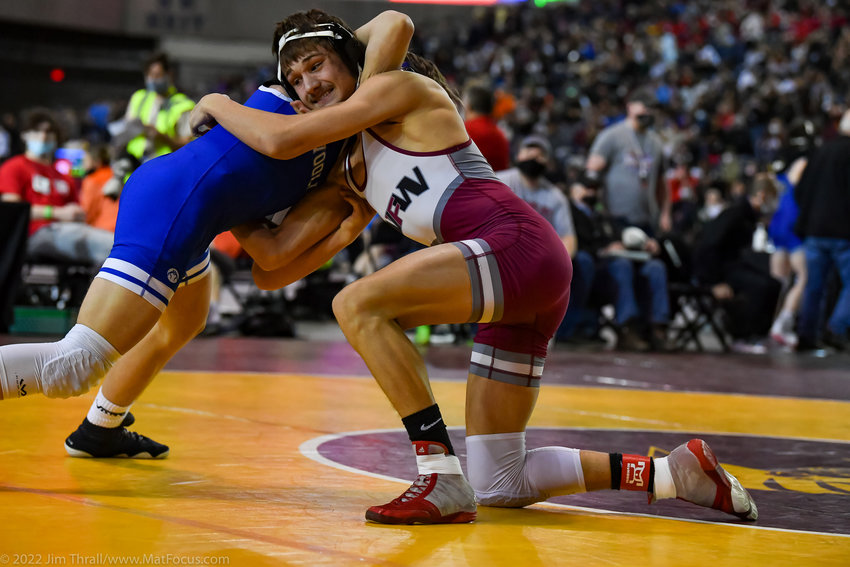 W.F. West's Ty Foister, right, wrestles in at the Mat Classic XXXIII tournament at the Tacoma Dome on Friday.