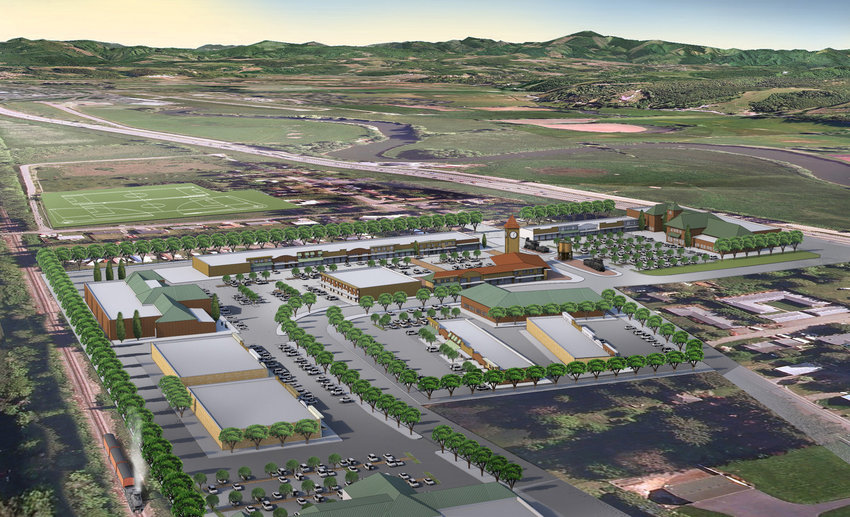 An earlier concept for Centralia Station, a 43-acre multiuse development off of the Mellen Street interchange, is shown in this rendering.