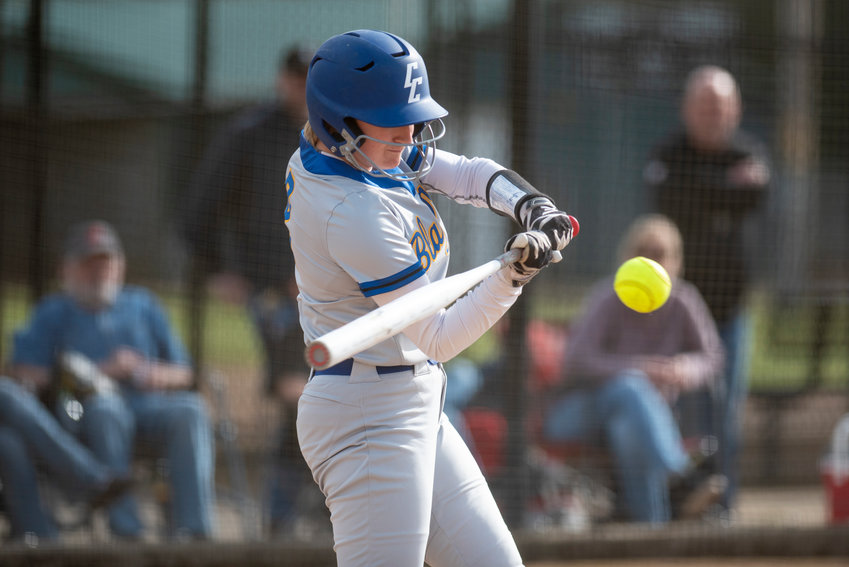 Centralia College's Emma Eko lines up a Chemeketa pitch during a home game on March 25.
