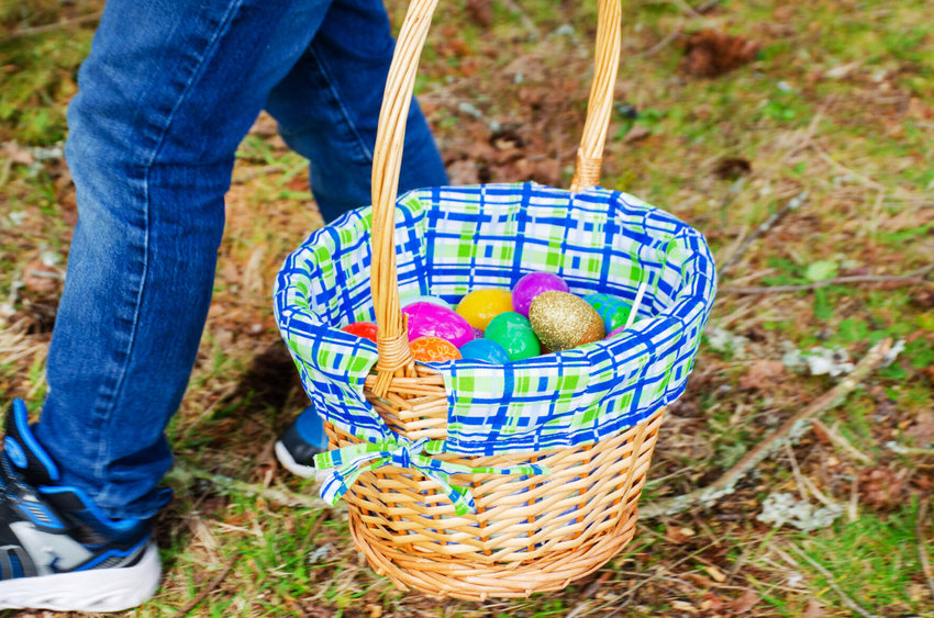 A basket full of Easter Eggs is pictured at a previous egg hunt at Wilkowski Park in Rainier.