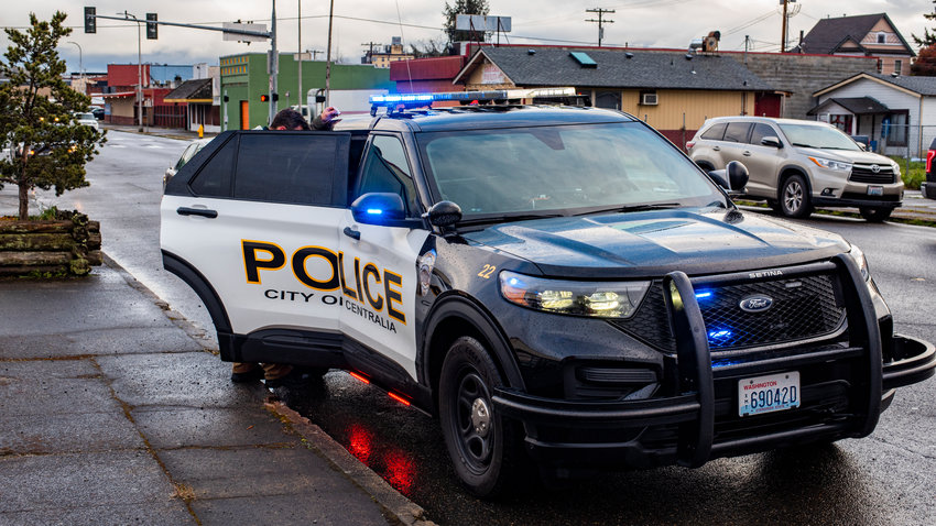 A Centralia Police car is pictured in downtown during an arrest in this Chronicle file photo from April 2022.