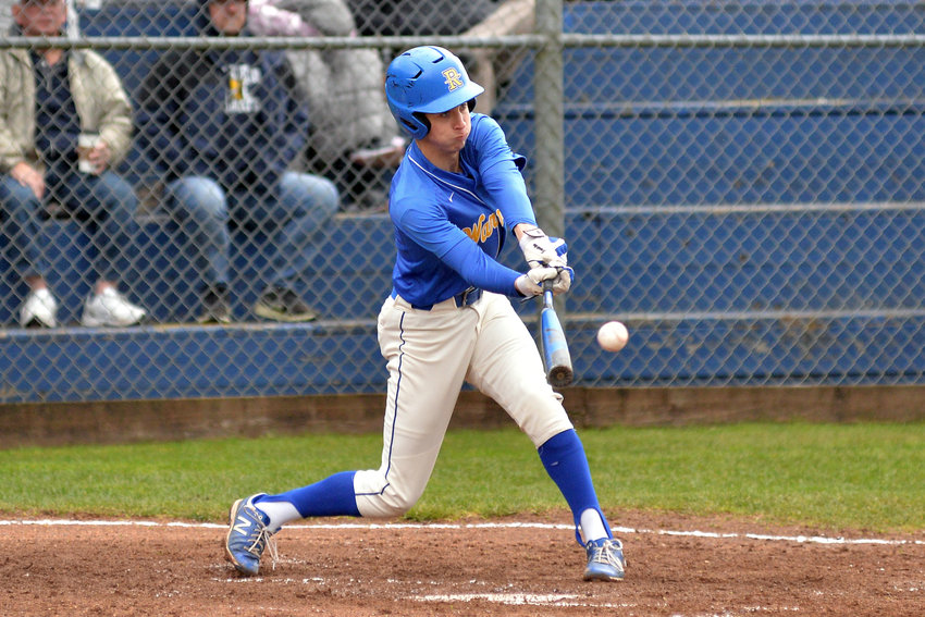 Rochester&rsquo;s Tony Groninger lines up a base hit in a road game against Aberdeen on April 14.