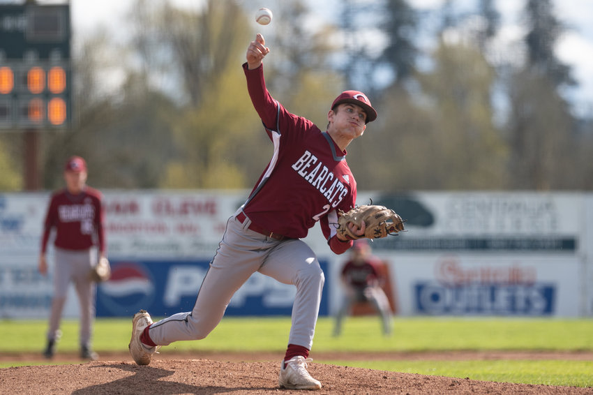 W.F. West pitcher Braden Jones releases the ball against Centralia April 22 at Ed Wheeler FIeld.