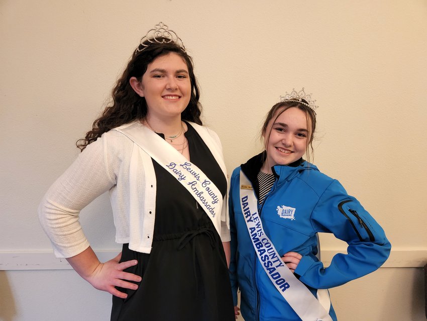 Brea Tracy, left and Brylee Yackley are both Lewis County Dairy Ambassadors.